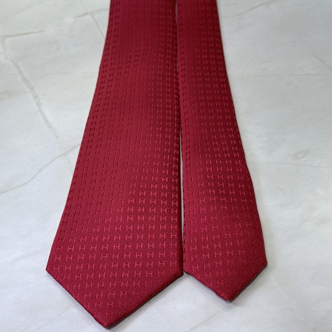 ☆即発 エルメス ファソネH façonné H シルクネクタイ ボルドー 美品