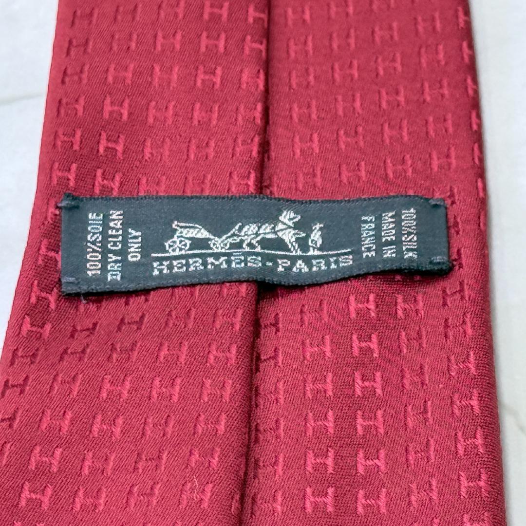 ☆即発 エルメス ファソネH façonné H シルクネクタイ ボルドー 美品