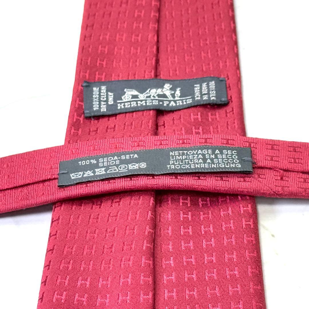 ☆即発 エルメス ファソネH façonné H シルクネクタイ ボルドー 美品