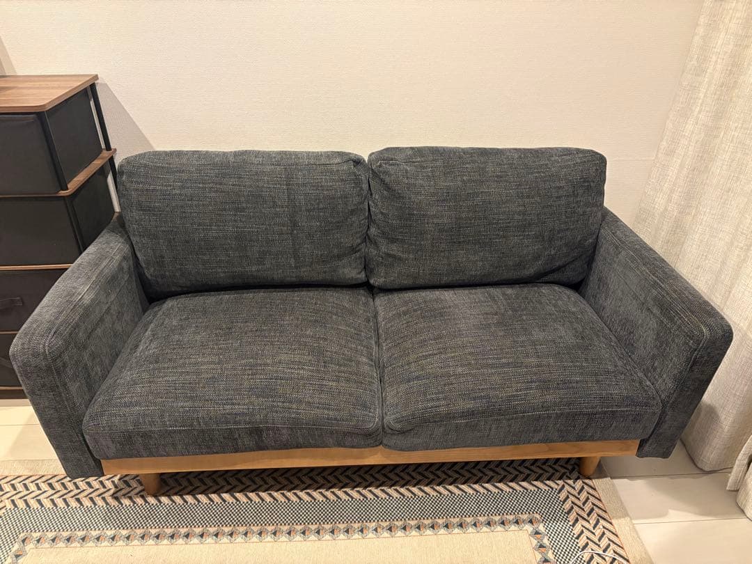 関家具　2人掛けソファ　ネイビー