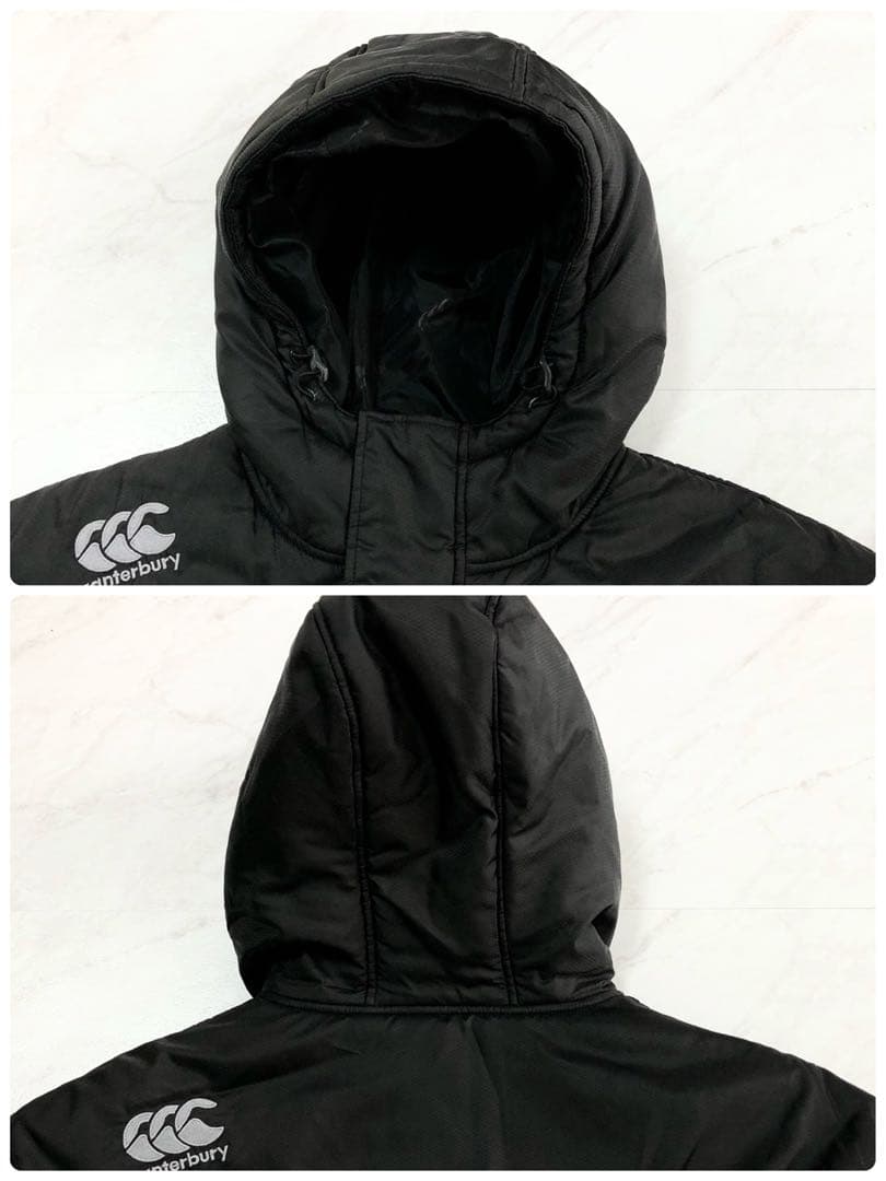 【未使用級】カンタベリー ベンチコート 中綿 フード ロゴ 洗える ブラック L