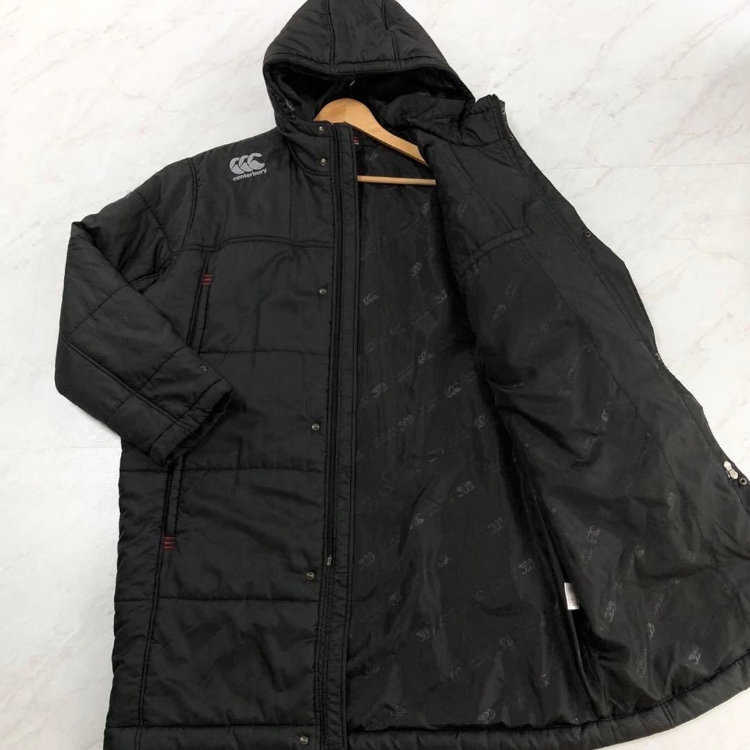 【未使用級】カンタベリー ベンチコート 中綿 フード ロゴ 洗える ブラック L