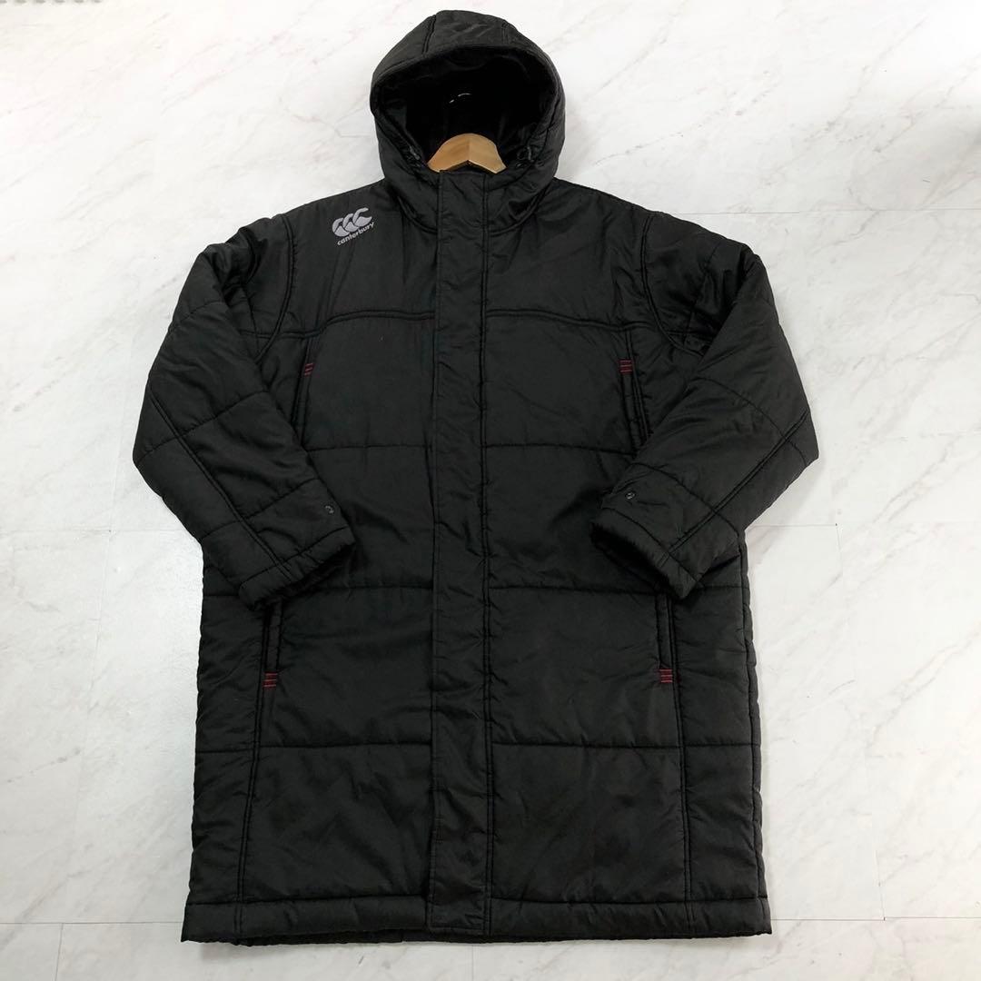 【未使用級】カンタベリー ベンチコート 中綿 フード ロゴ 洗える ブラック L