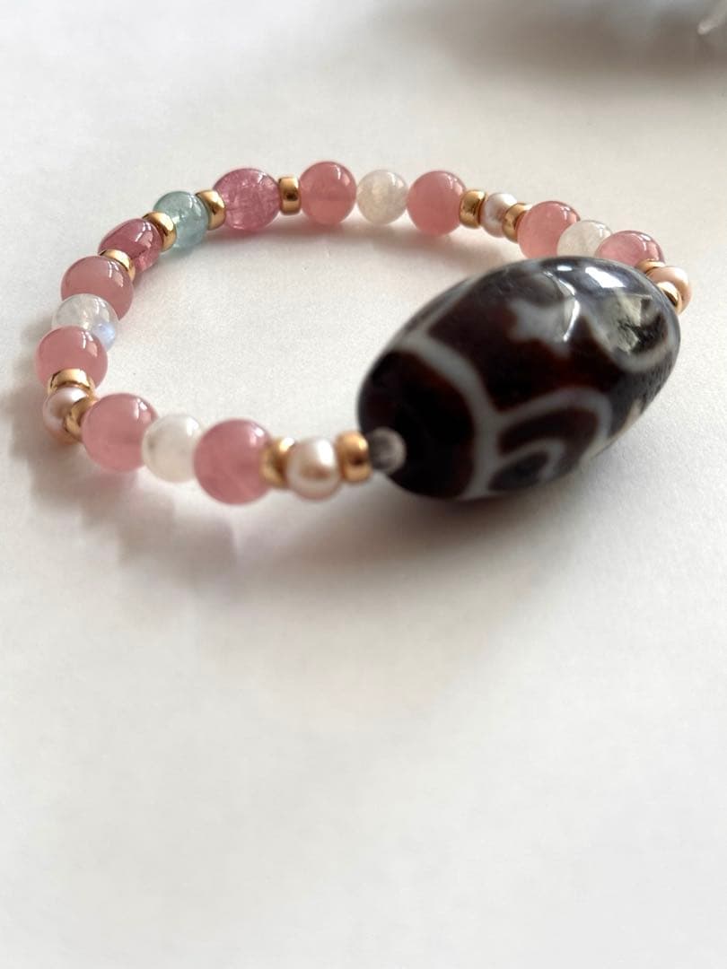 【最終お値下げ‼️】天然淡水パールバロック付き寶瓶天珠