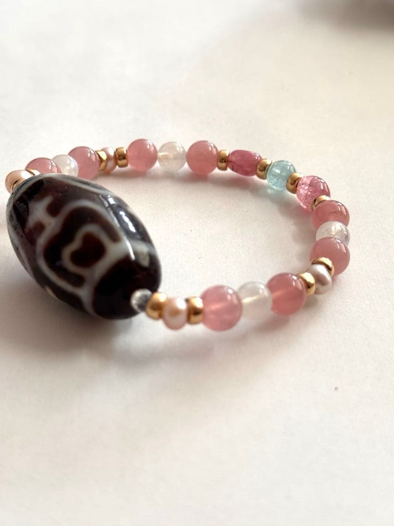 【最終お値下げ‼️】天然淡水パールバロック付き寶瓶天珠