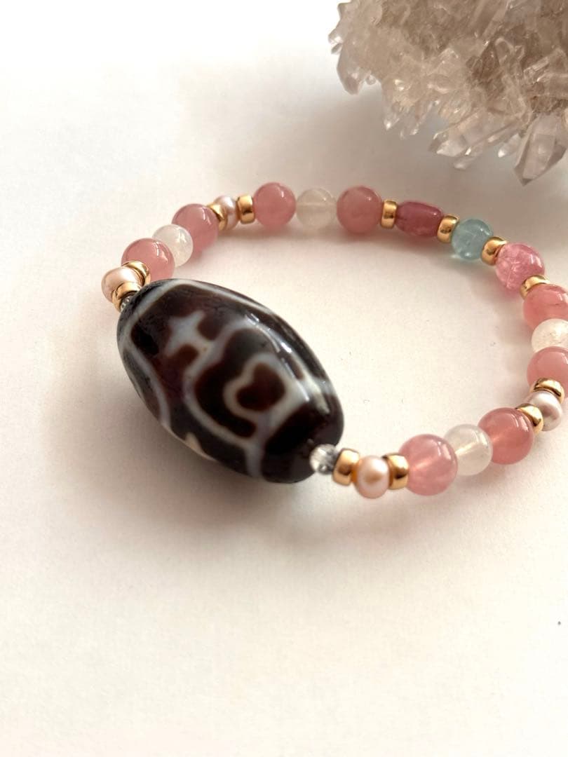 【最終お値下げ‼️】天然淡水パールバロック付き寶瓶天珠