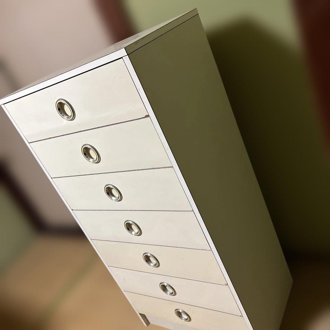 シ*ゲ様 ホワイト 木製 7段タンス 昭和レトロ　チェスト