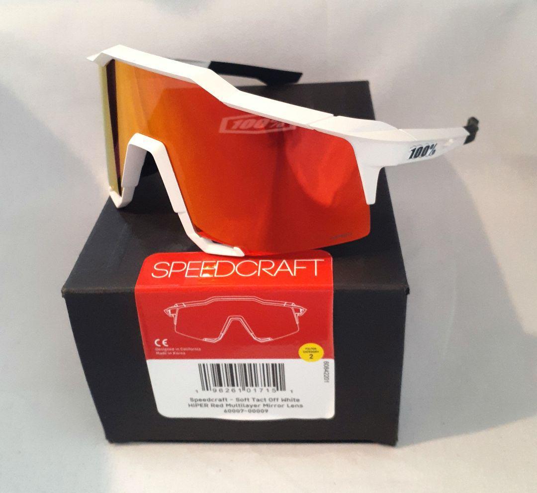 100％ Speedcraft ホワイト レッド ワンハンドレッド サングラス