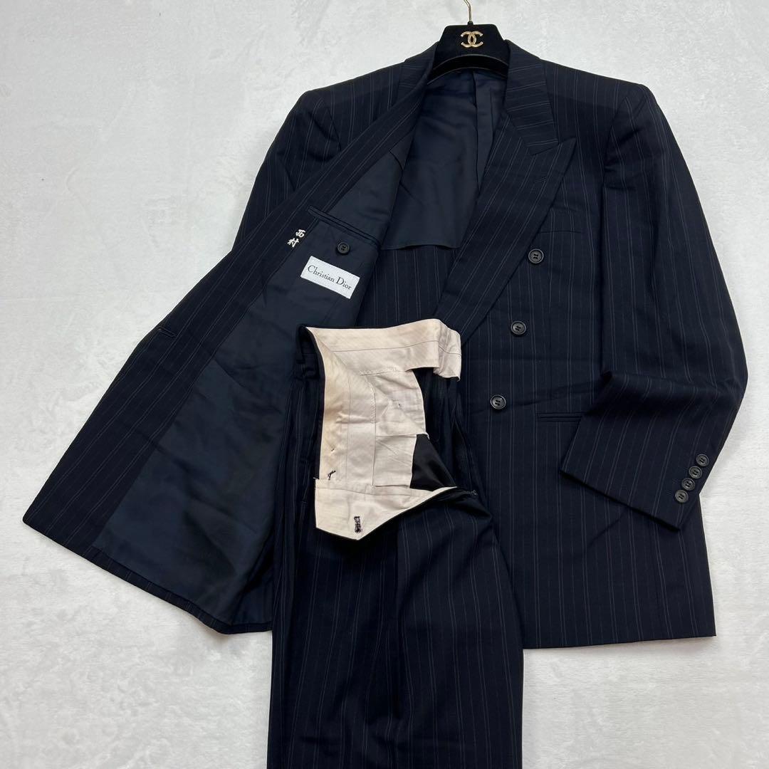 E727 L 75 クリスチャンディオール 白タグ ダブル スーツ 上下 メンズ