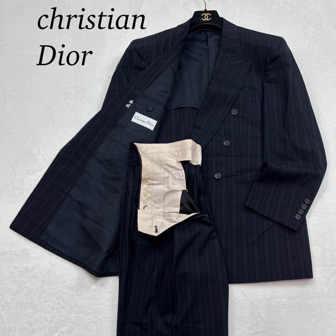E727 L 75 クリスチャンディオール 白タグ ダブル スーツ 上下 メンズ