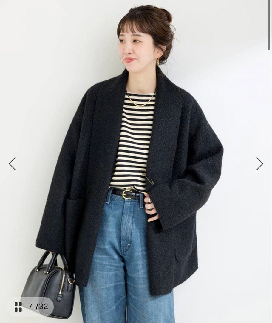 試着のみ　B.C STOCK　ブークレージャージ着流しコート