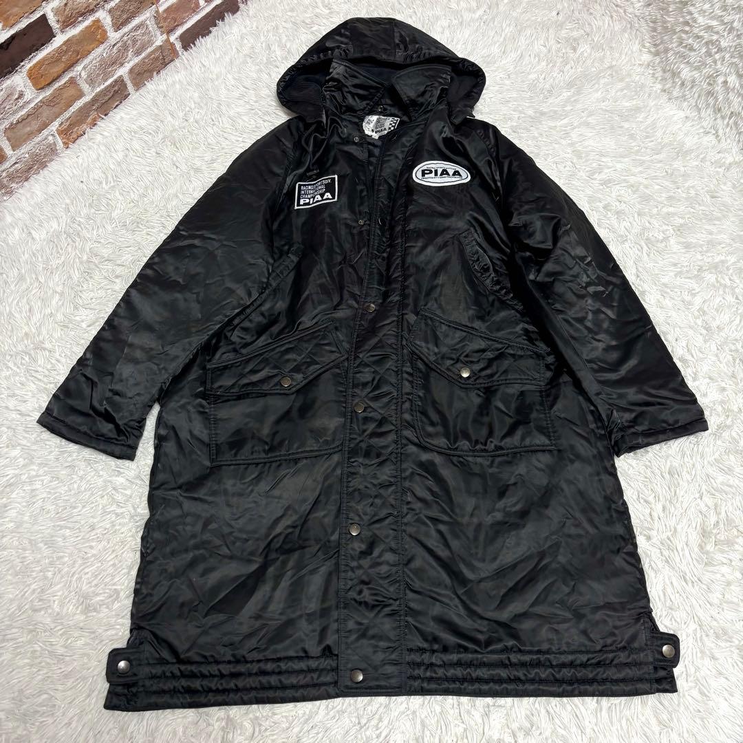 ✨PIAA✨ベンチコート　フード付き　ブラック黒　刺繍ロゴ　大きいサイズ