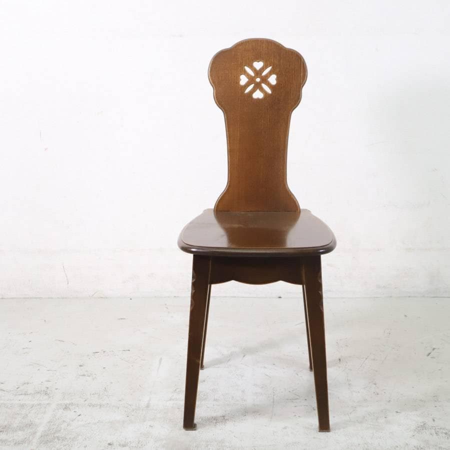 パリの雑貨屋 フラワーチェアー F-97 板座 天然木 ダイニングチェア