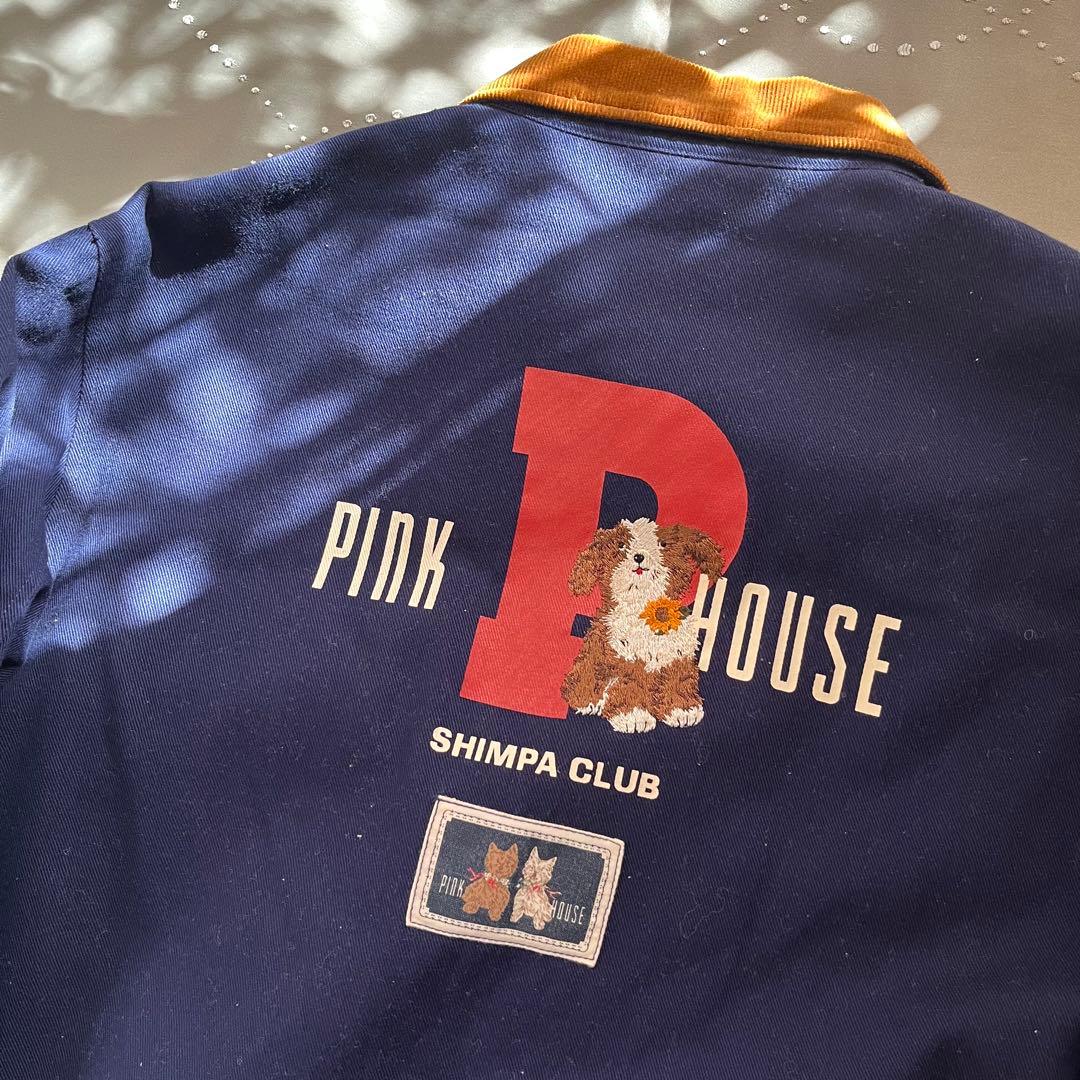 古着 ピンクハウス 犬柄 刺繍 総柄 カバーオール ヴィンテージ ジャケット