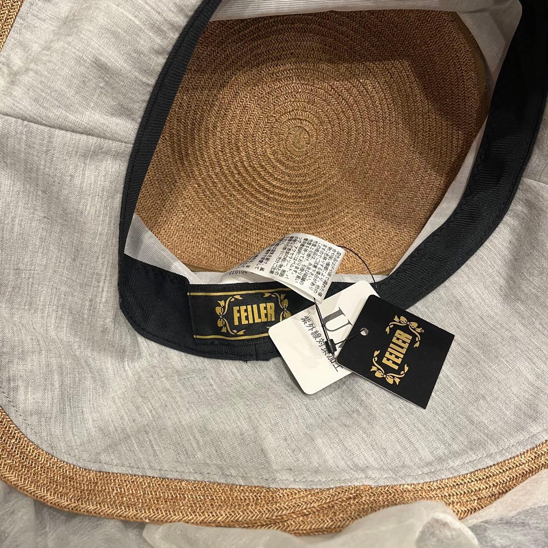 新品未使用　FEILER 帽子　麦わら帽子　ストローハット　ブランド