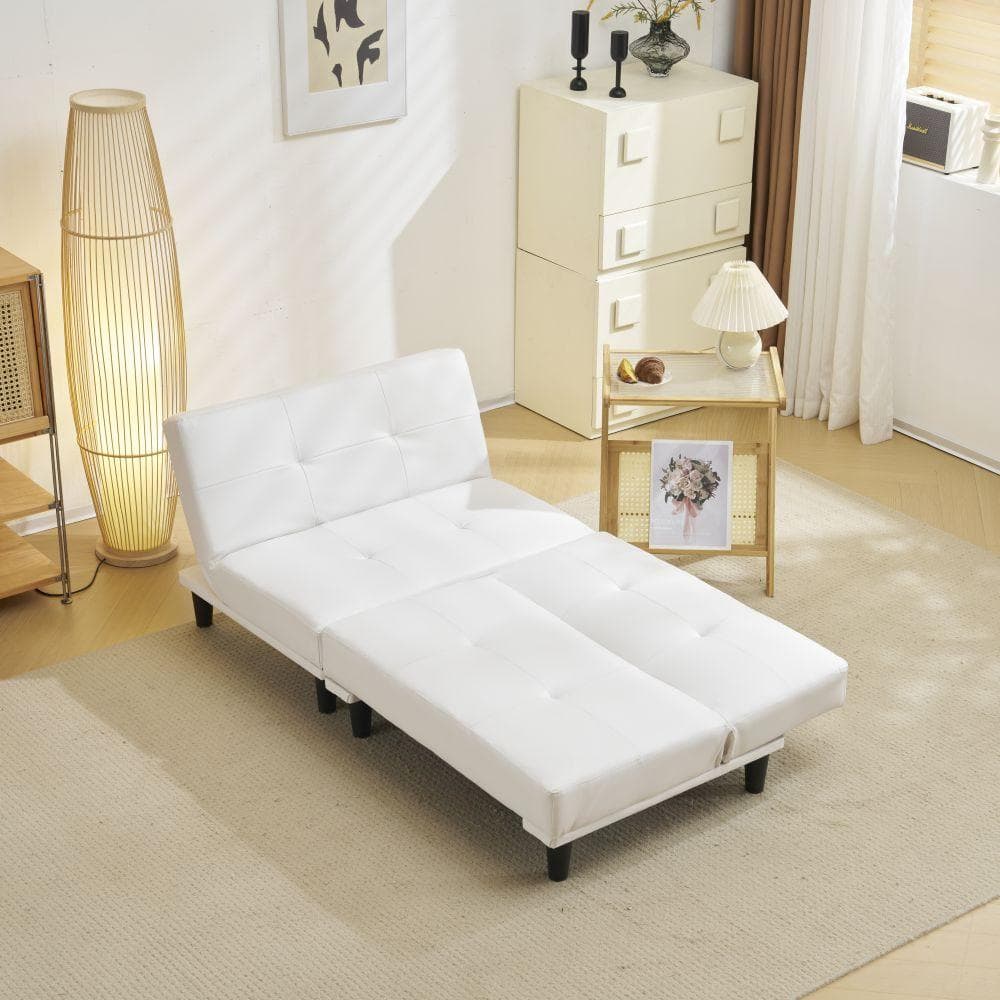 大人気のソファベッド　2人掛け　背もたれ3段階　取付可能な脚　WHITE