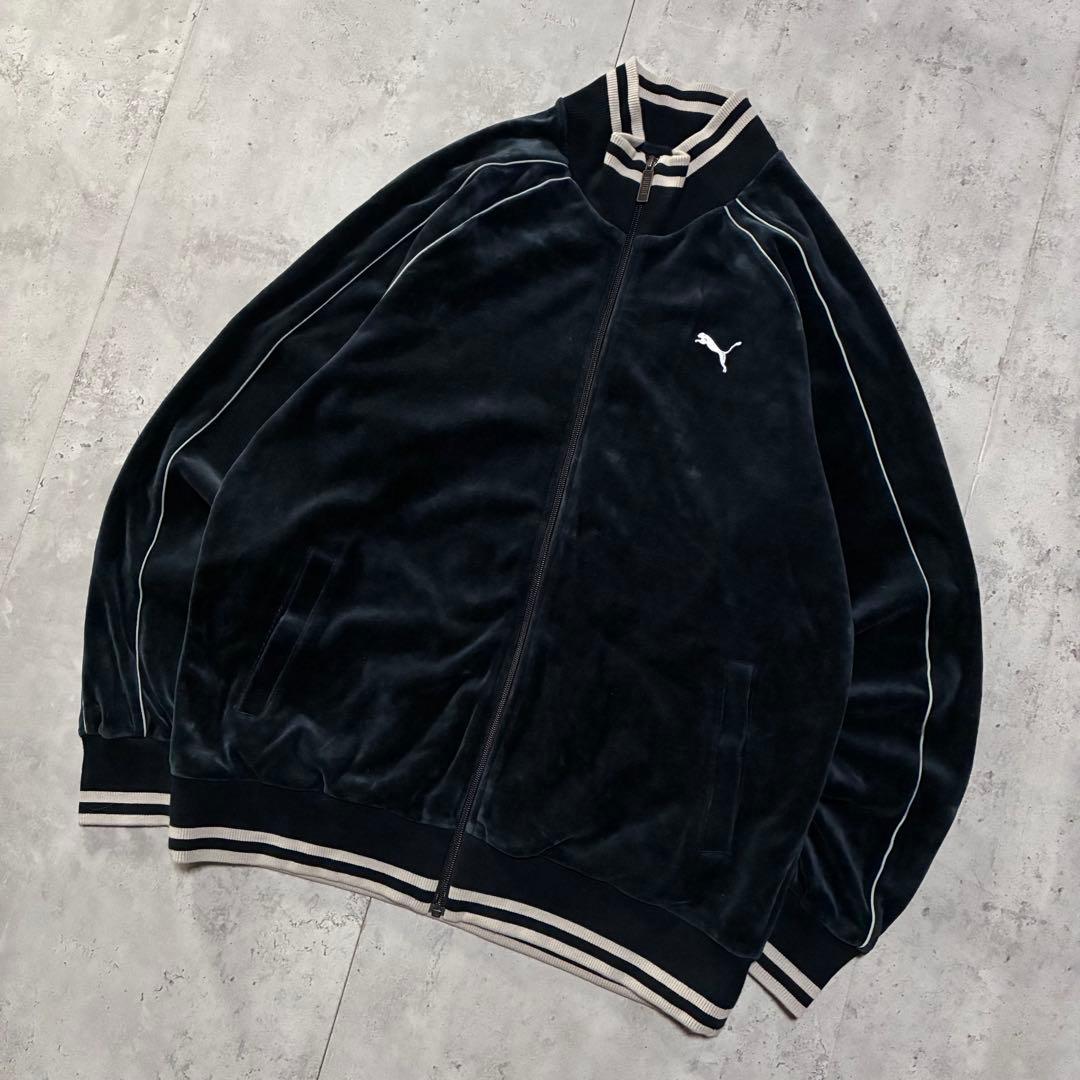 古着 PUMA セットアップ ジャージ ベロアトラックジャケット L〜XL 黒
