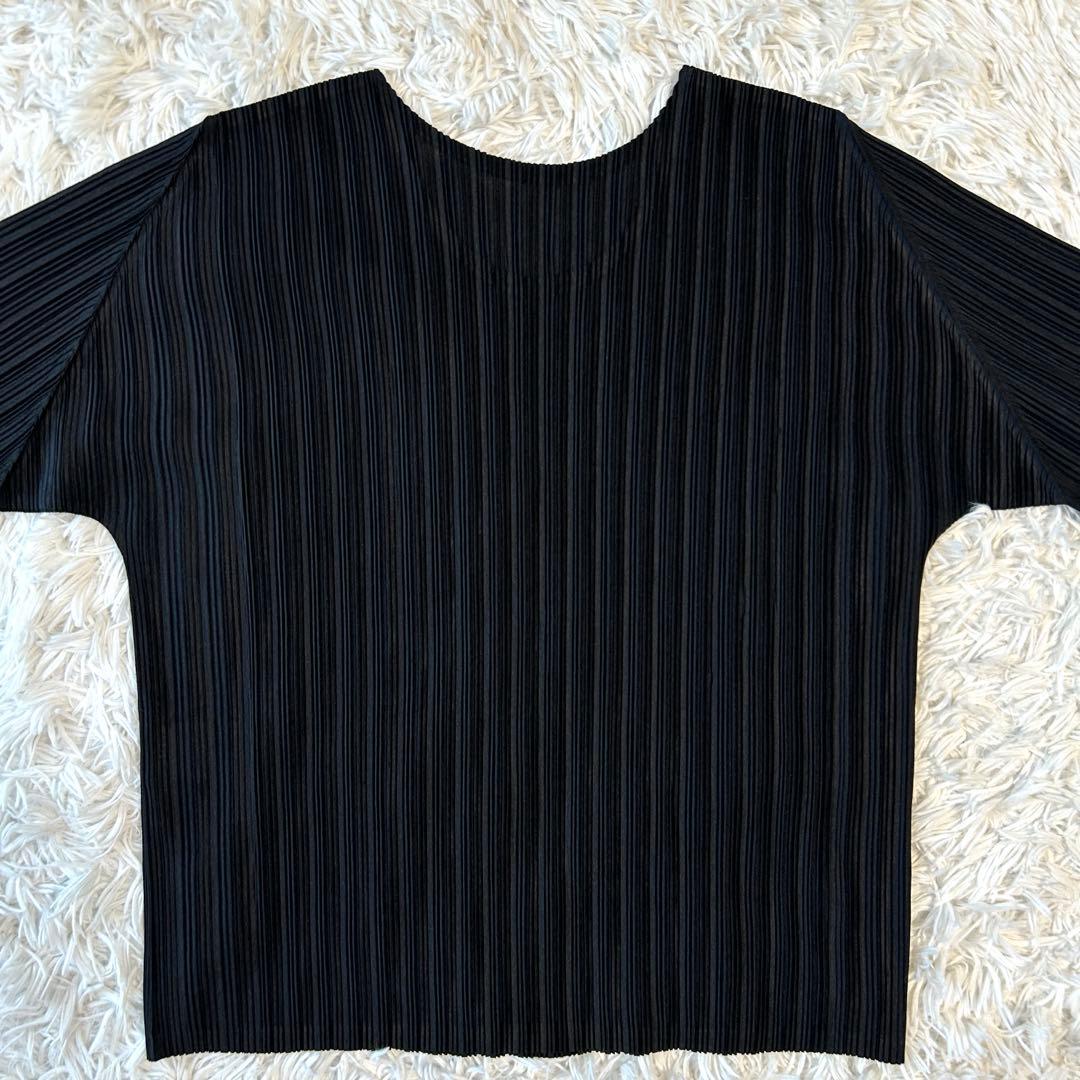 プリーツプリーズ 長袖カットソー クルーネック ブラック イッセイミヤケ
