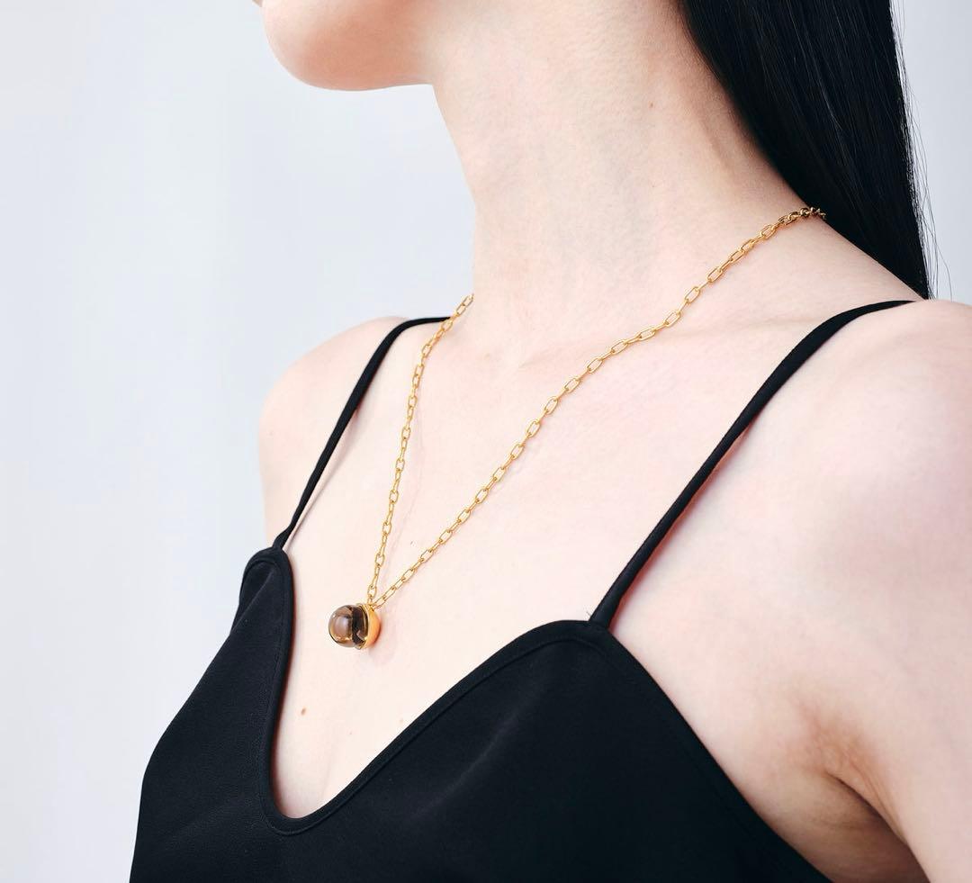 ヌフ・エスPLOW プラウ スモーキークォーツネックレス ゴールド