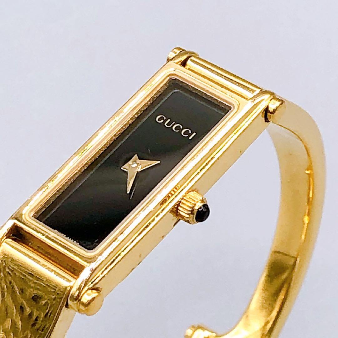 GUCCI ゴールド クオーツ バングル 1500L 腕時計 電池交換済 稼働