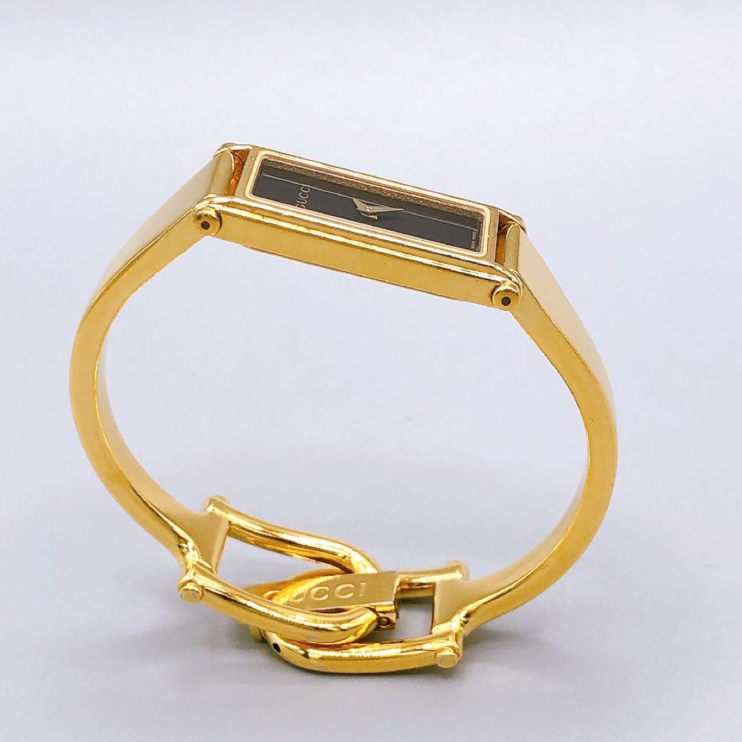 GUCCI ゴールド クオーツ バングル 1500L 腕時計 電池交換済 稼働