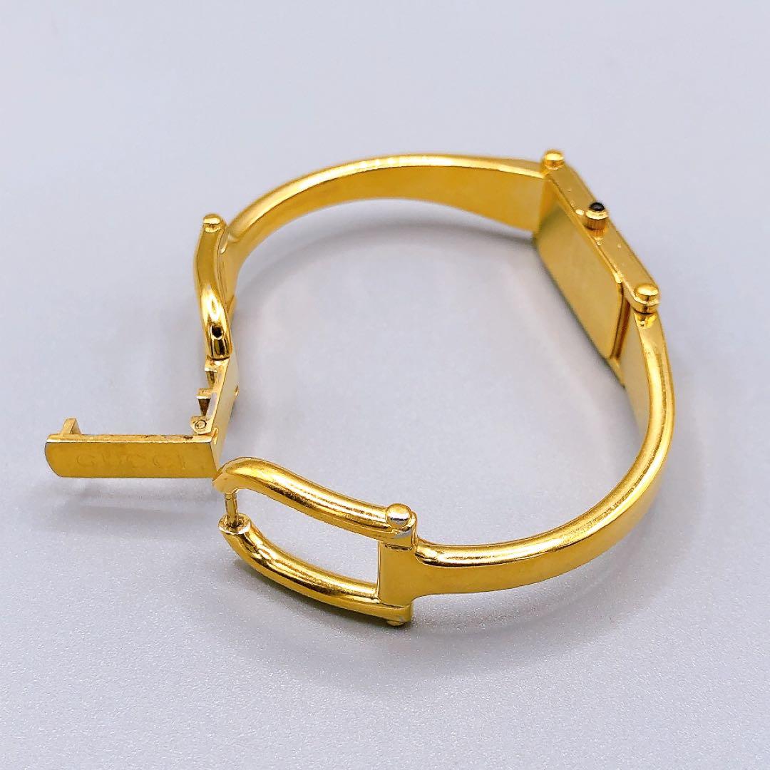 GUCCI ゴールド クオーツ バングル 1500L 腕時計 電池交換済 稼働