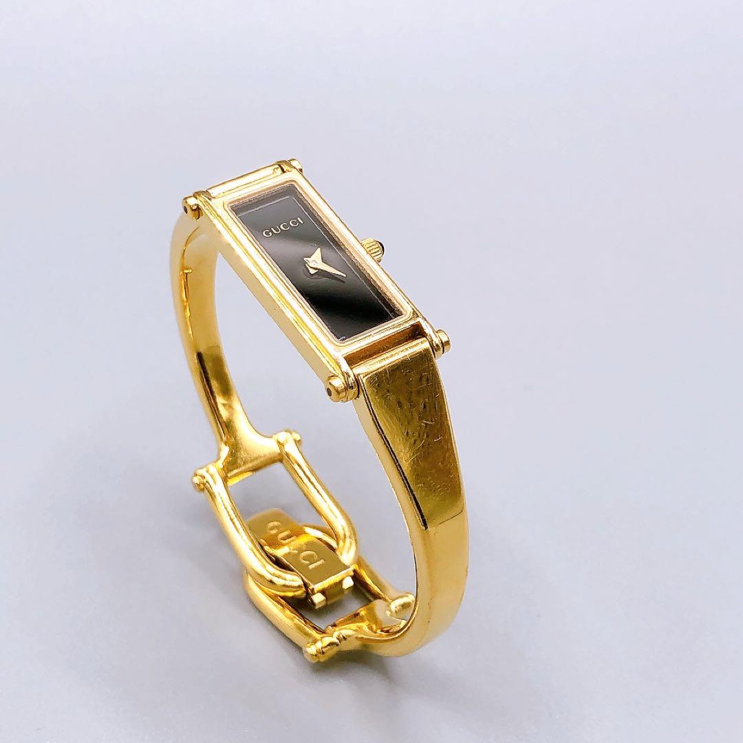 GUCCI ゴールド クオーツ バングル 1500L 腕時計 電池交換済 稼働