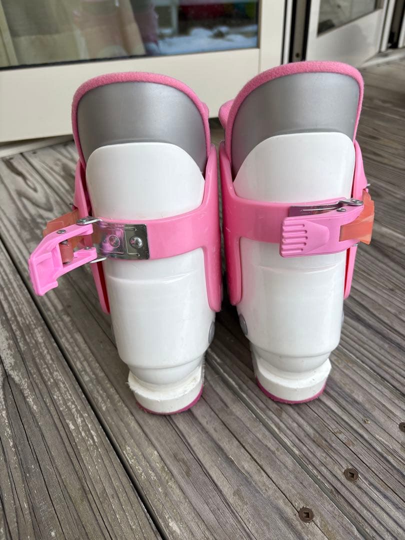 110㎝ スキー板 ストック ブーツ 黒ピンク