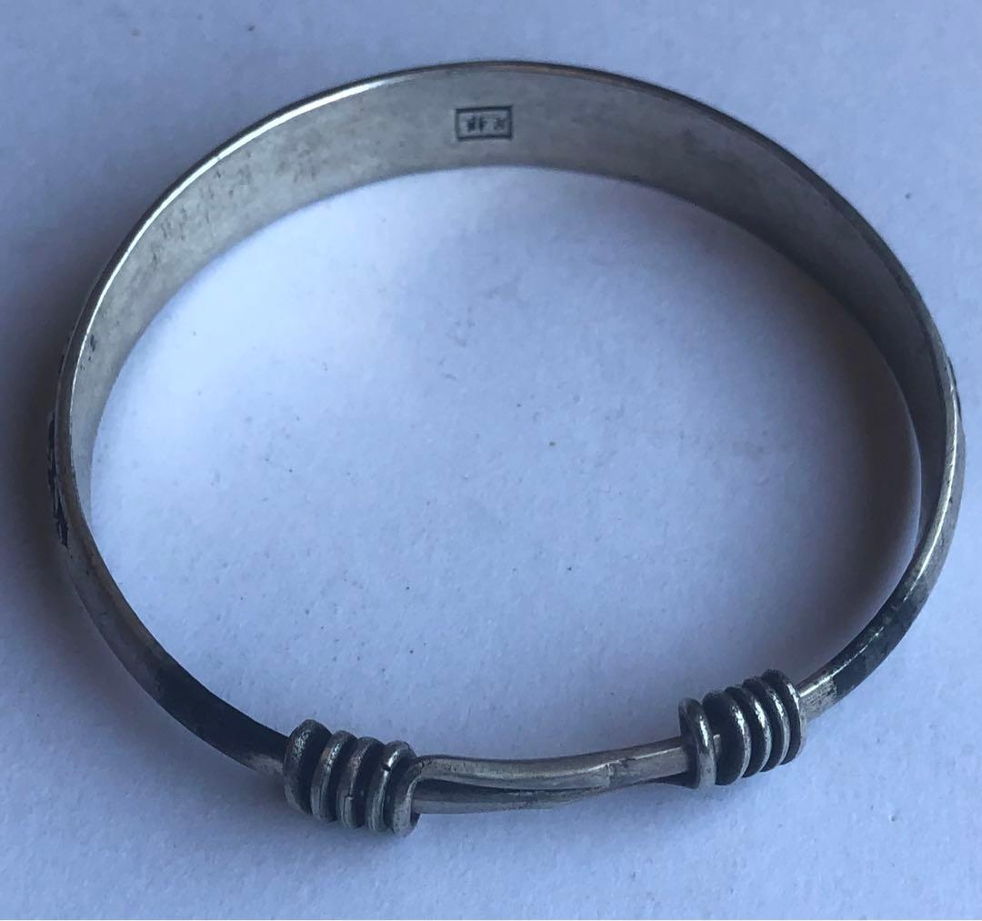 足銀腕輪アンティークオブジェ菊、竹、蘭，梅の図