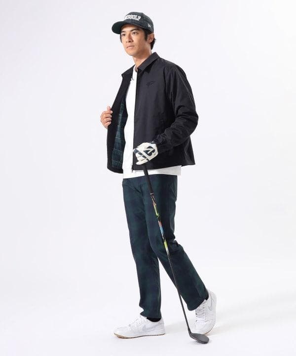 未使用 新作 ビームスゴルフ 緑チェック ブルゾン ブラック 黒 M