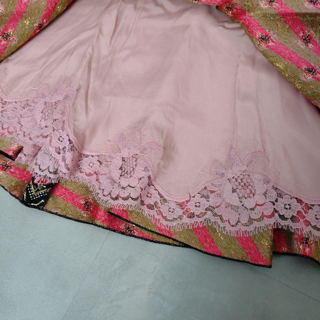 DOLCE & GABBANA　ミニプリーツブロケードスカート　花柄刺繍スカート