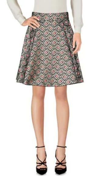 DOLCE & GABBANA　ミニプリーツブロケードスカート　花柄刺繍スカート