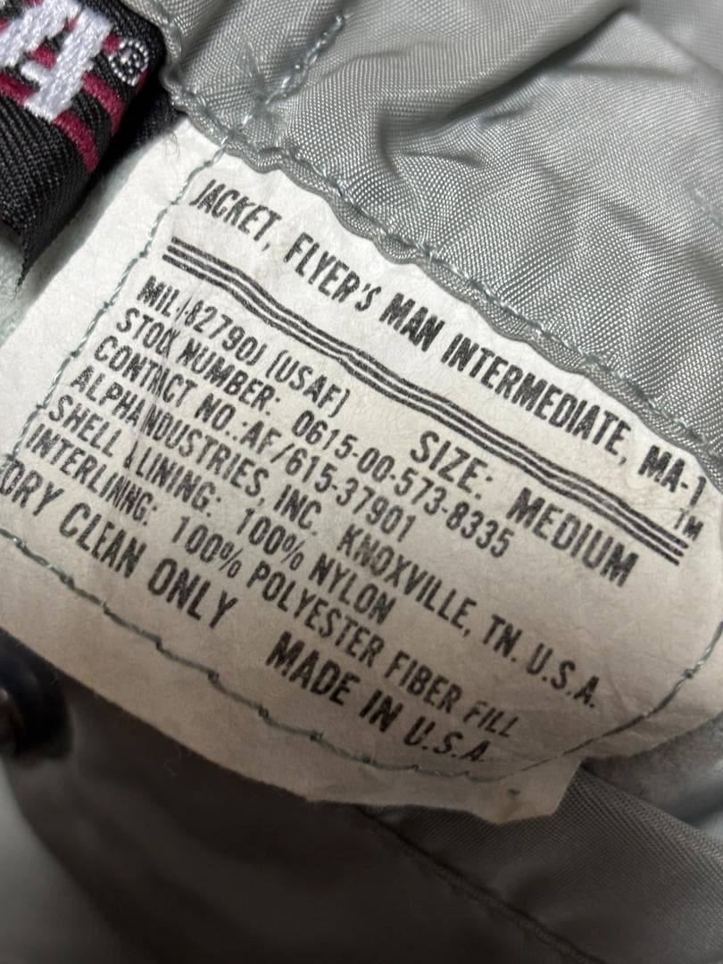 ♪ Alpha 80s MA-1 シルバーグレー 三本タグ Mサイズ