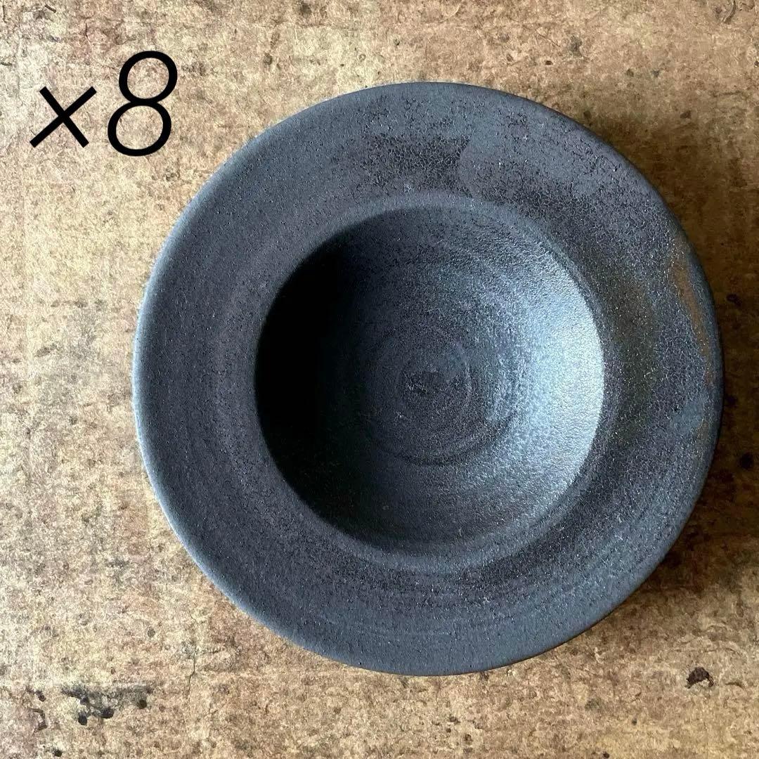 銀のたまご 美濃焼　黒錆マットリム6.5寸深皿