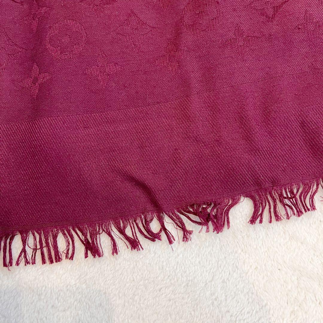 ルイヴィトン モノグラム ショール 大判 ストール LVロゴ 赤系　希少カラー