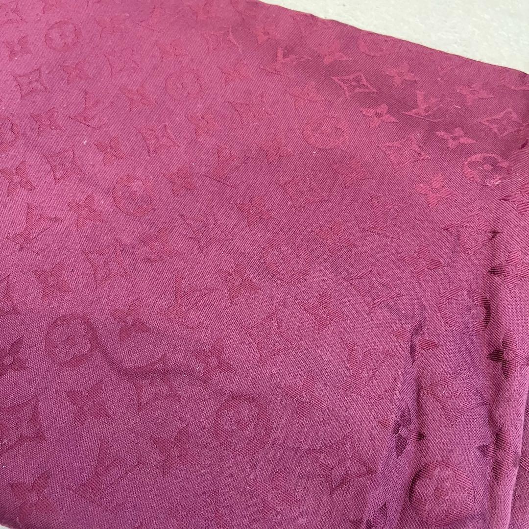 ルイヴィトン モノグラム ショール 大判 ストール LVロゴ 赤系　希少カラー