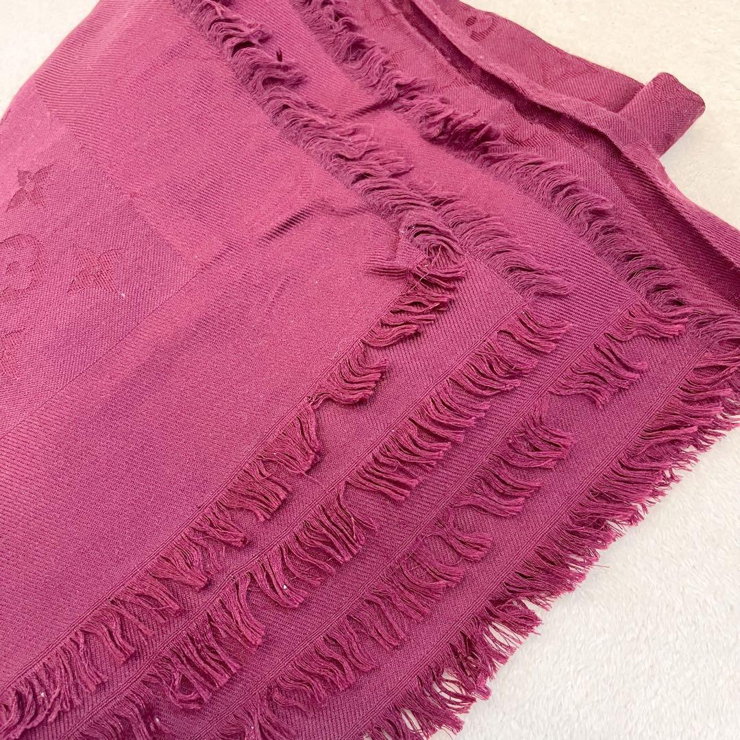 ルイヴィトン モノグラム ショール 大判 ストール LVロゴ 赤系　希少カラー