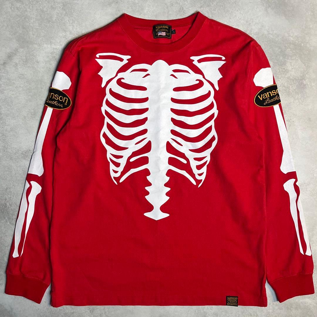 廣*康様 Vanson COTTONS スカルボーン プリント 厚手ロングスリー