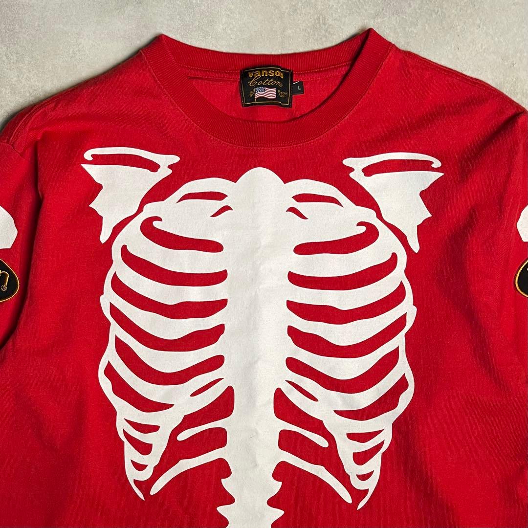 廣*康様 Vanson COTTONS スカルボーン プリント 厚手ロングスリー