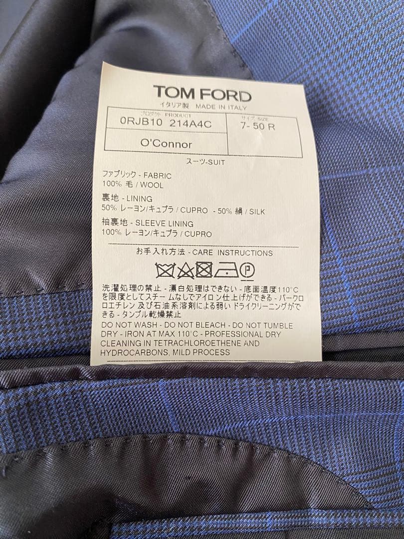 美品TOM FORD トムフォード 007スーツ ネイビー格子柄　サイズ50R