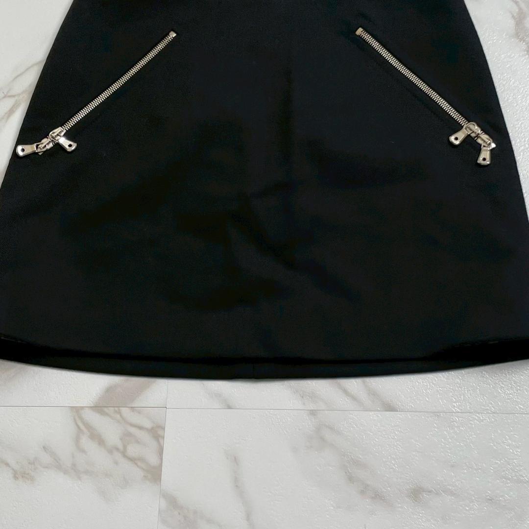 極美品　ドルチェ&ガッパーナ　ダブルジップ　レオパード　ミニスカート　ブラック