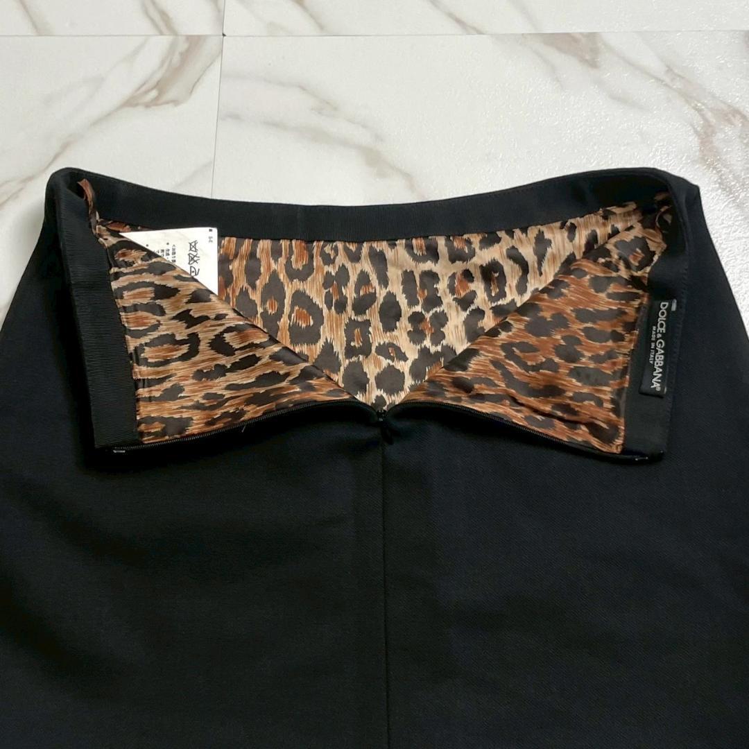 極美品　ドルチェ&ガッパーナ　ダブルジップ　レオパード　ミニスカート　ブラック