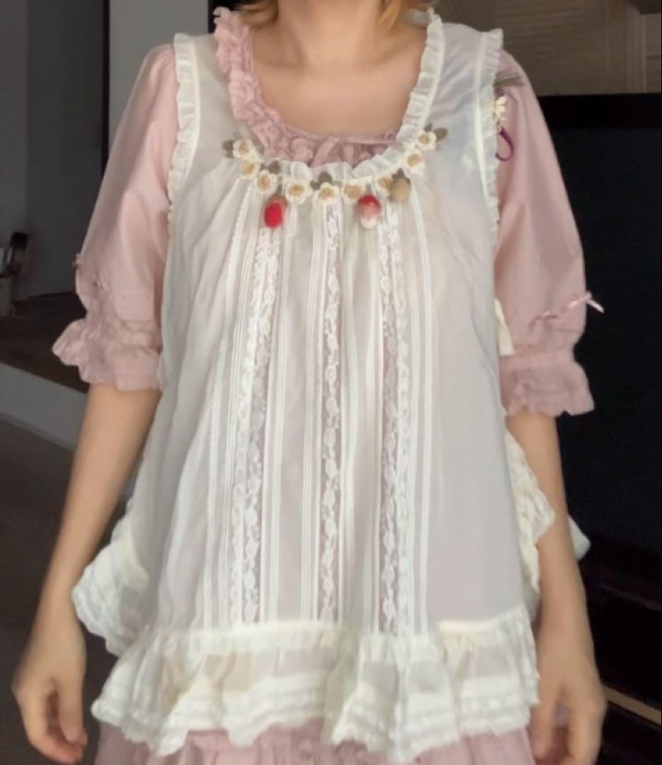 ピンクハウスダブリエ　野ばらとチェリー刺繍　pinkhouse