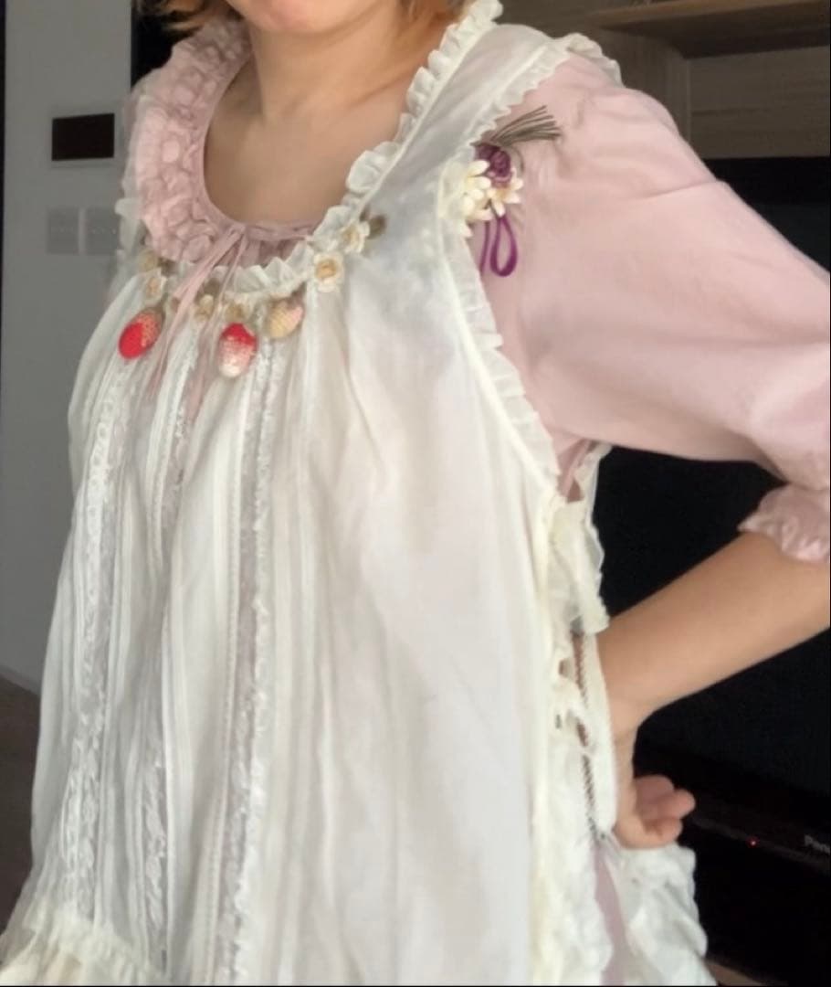 ピンクハウスダブリエ　野ばらとチェリー刺繍　pinkhouse