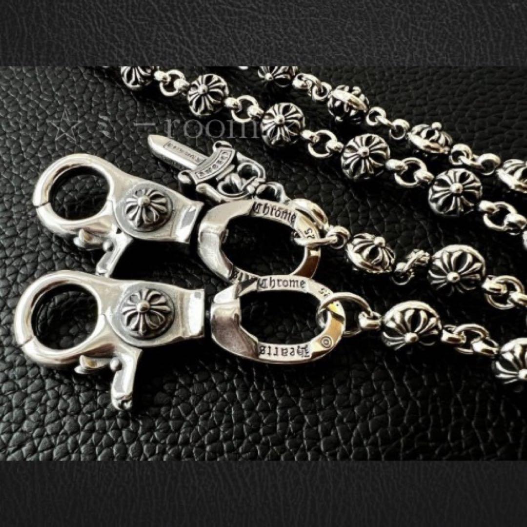 ウォレットチェーンシルバークロスボールチェーンdagger S925ヴィンテージ