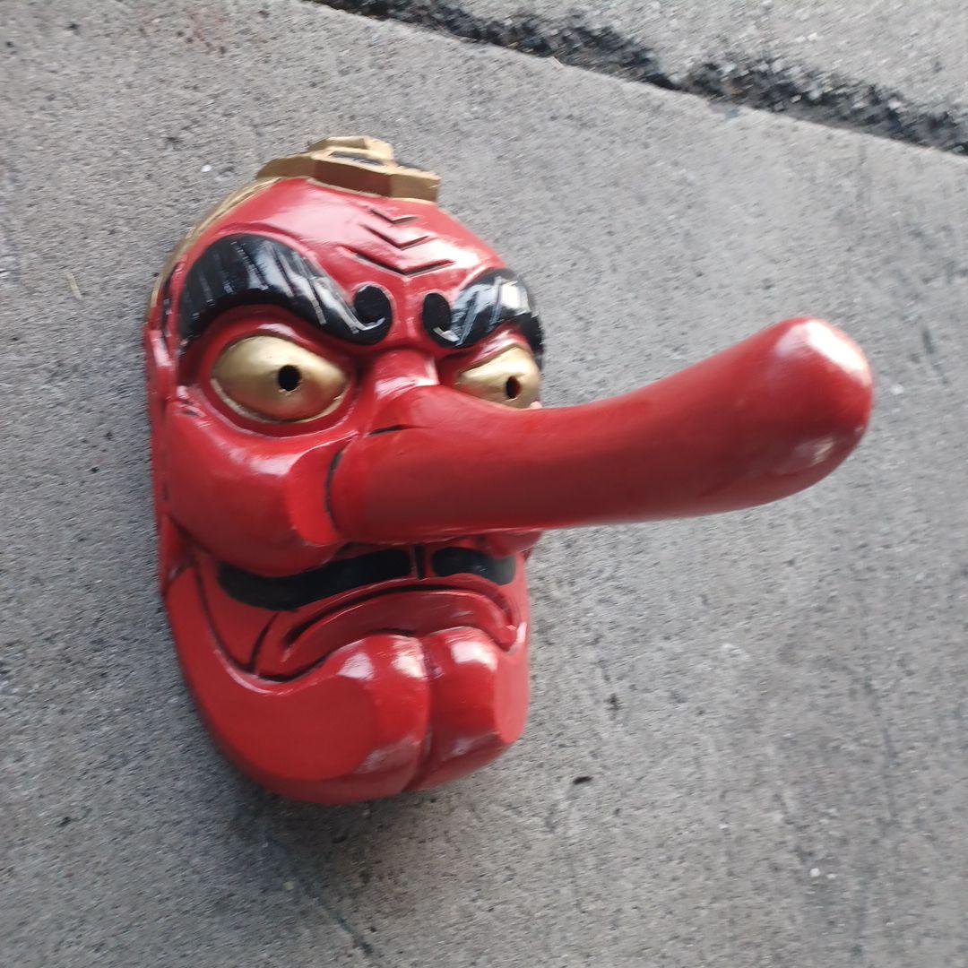 天狗　木彫り　お面　45センチ　被れません！飾りです