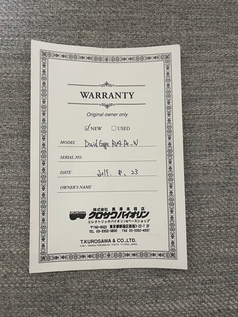 David Gage RV4PE-W SUGIZOモデル