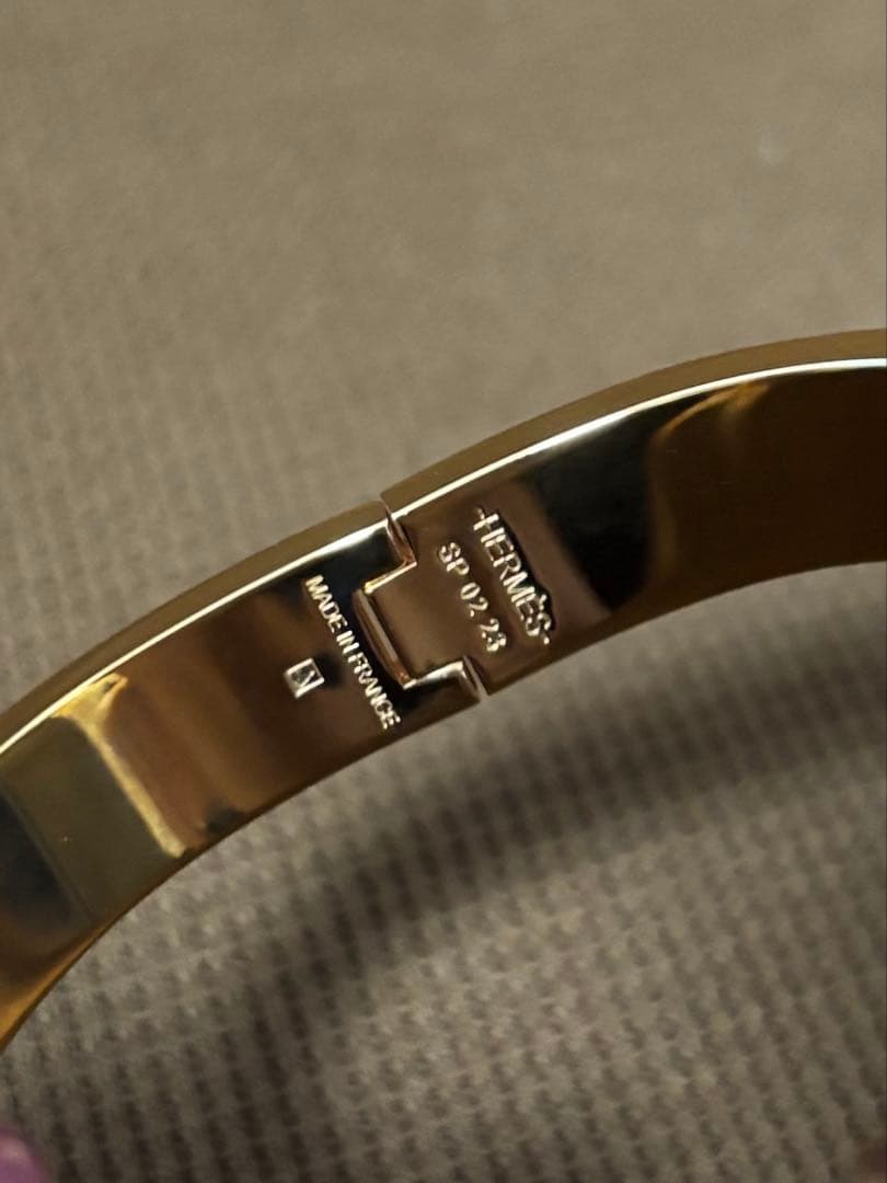 【エルメス◆新品同様】エナメルブレスレット クリックH 白×金　PM