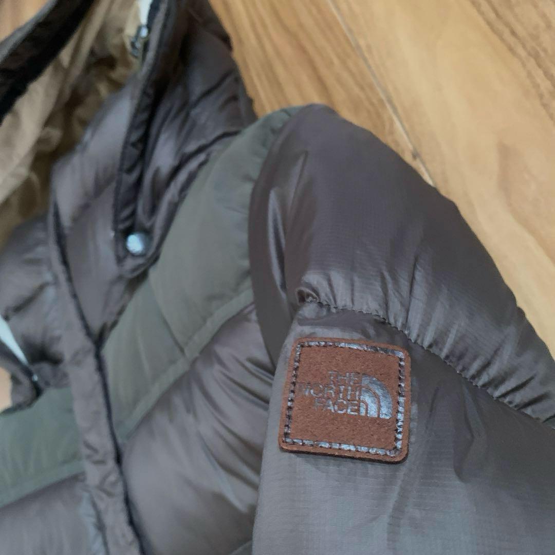 Sノースフェイスレディースブラウン茶色ロングダウンジャケットパーカNORTHFA