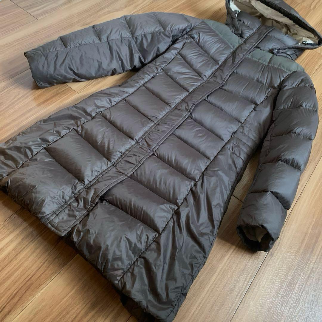 Sノースフェイスレディースブラウン茶色ロングダウンジャケットパーカNORTHFA